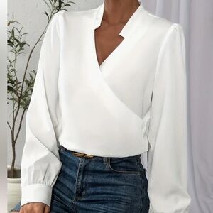 Classic Surplice Neck Long Sleeve Blouse